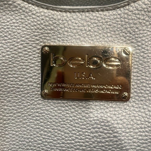 Bebe Natalie Satchel Purse silver and golds accents. - Picture 3 of 11